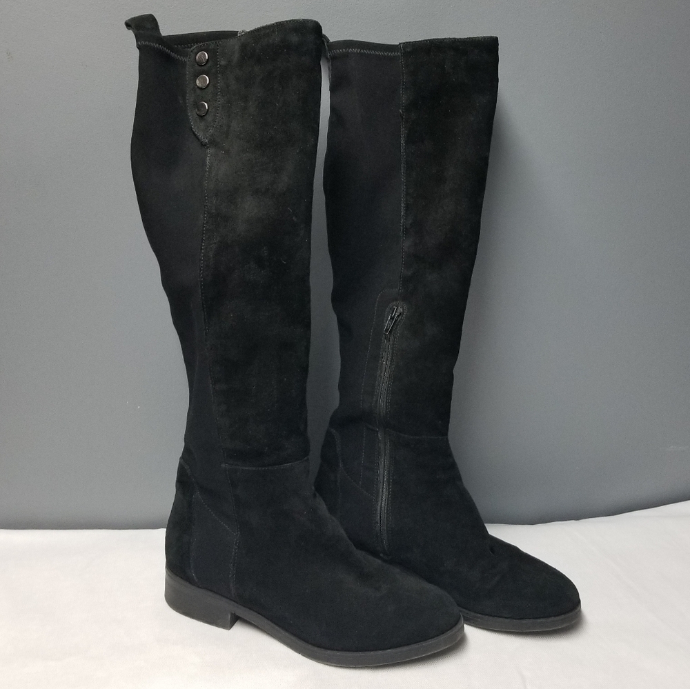 Riding Boots 8 Black Suede Autumn Casual